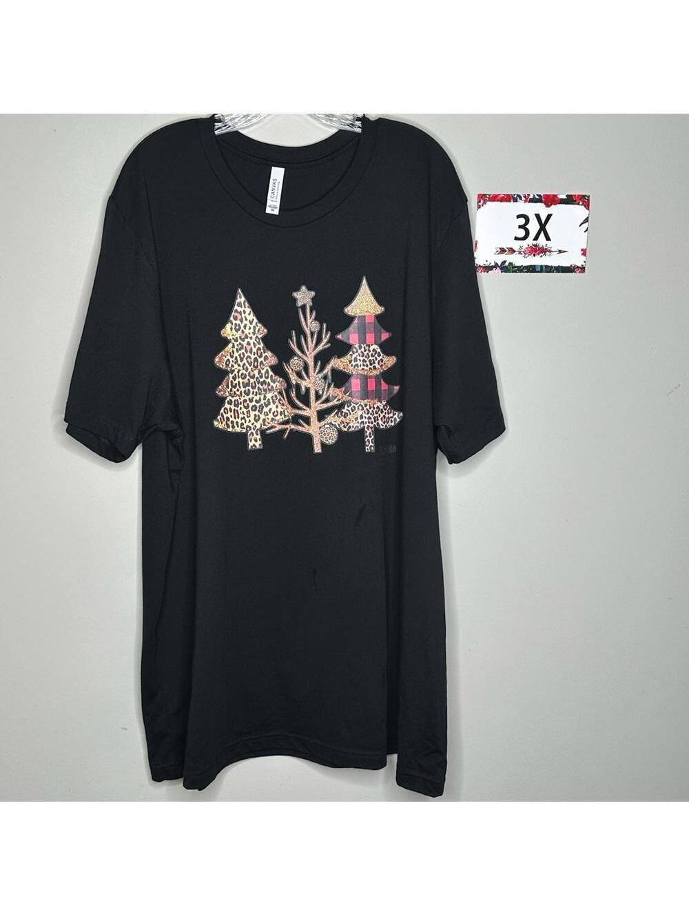 Christmas Tree 3X T- shirt L&B Life leopard buffalo plaid